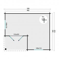 Tuinhuis-Blokhut Johan: 500x410cm