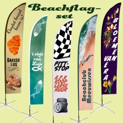 Beachflag set inclusief ontwerp onderstel en pole