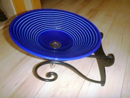 Design Keramiek Waskom Rond Kobalt blauw met wandsteun