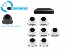 Camerabewaking set 1 tot 8 Dome camera 5MP 2K HD wit