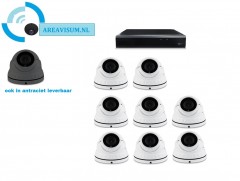 Camerabewaking set 1 tot 8 Dome camera 5MP 2K HD wit