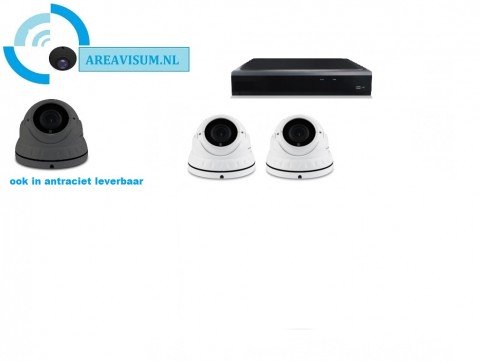 Camerabewaking set 1 tot 8 Dome camera 5MP 2K HD wit