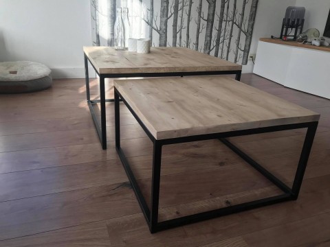 Industriële steigerhouten salontafel set