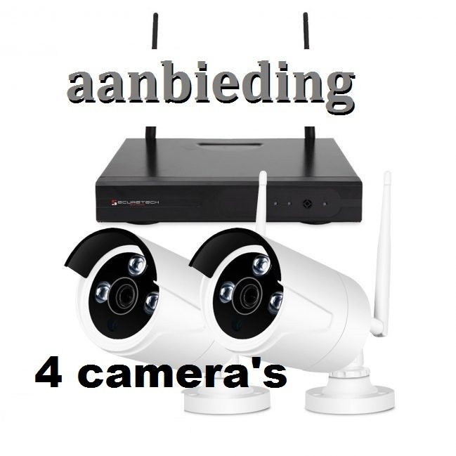 HD IP draadloos 4 camera bewaking systeem Primovo  AANBIEDING
