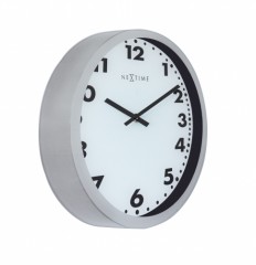 NeXtime Magic 35cm moderne zilveren analoge kamer wandklok