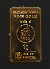 1 gram  999 puur goud Heimerle en Meule