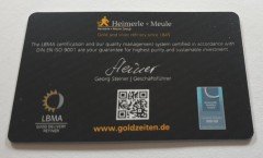 1 gram  999 puur goud Heimerle en Meule