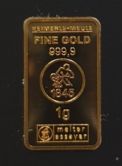 1 gram  999 puur goud Heimerle en Meule