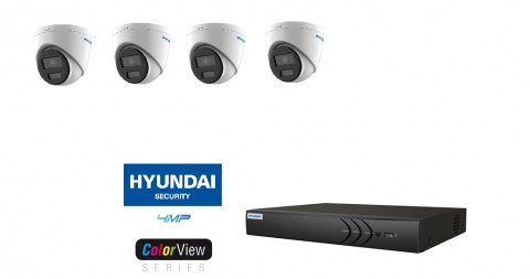 Hyundai cctv-kit met 4 x 4MP Color-vu camera  evt installatie  