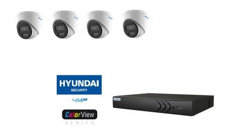 Hyundai cctv-kit met 4 x 4MP Color-vu camera evt installatie