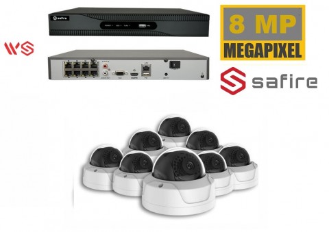 Safire Camerabewaking set met 8 x 8MP HD Dome camera