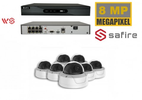 Safire Camerabewaking set met 7 x 8MP HD Dome camera