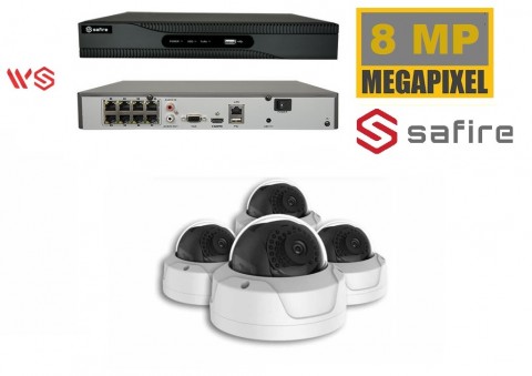 Safire Camerabewaking set met 4 x 8MP HD Dome camera