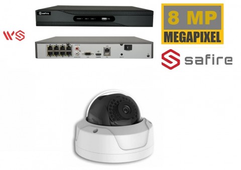 Safire Camerabewaking set met 1 x 8MP HD Dome camera