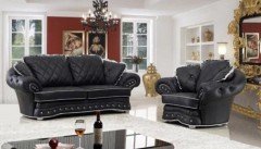 Klassieke exclusieve bankstellen Italiaans leder 3 en 2 zitter