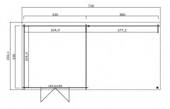 Tuinhuis blokhut Olenka  730 x 350 cm GEIMPREGNEERD 