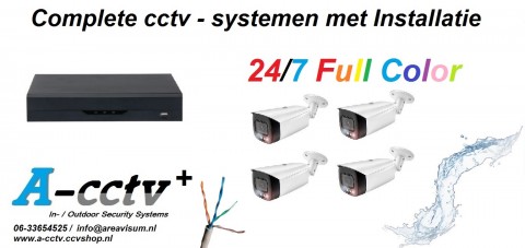 A-CCTV  NVR met 4 x 4 MP Full Color  inclu  installatie