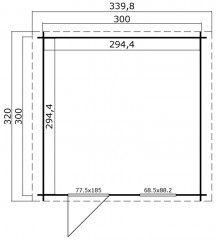 Tuinhuis-Blokhut Wels 1 (1012866): 220 x 220 cm