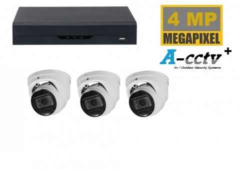 A-CCTV NVR met 3 x 4MP camera starlight