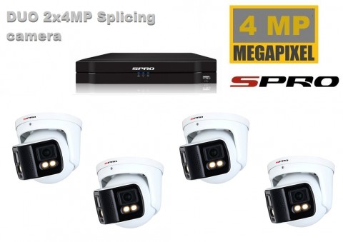 SPRO NVR 3TB met 4 dubbele 4MP full color camera met audio 