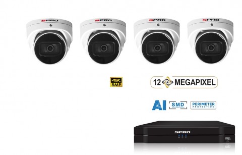 SPRO NVR 1TB met 4 x 8MP camera met microfoon   installatie mogelijk