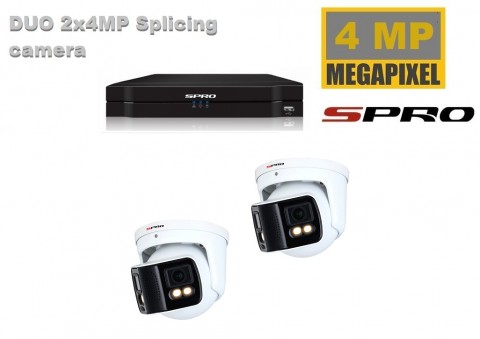 SPRO NVR 2TB met 2 dubbele 4MP full color camera met audio 