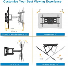 Kantelbaar Draaibaar tv-beugel voor 65 inch   82 inch