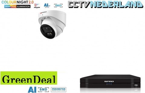Greendeal NVR 1TB met 1 x 4MP camera COLOUR NIGHT 2 0 met microfoon 