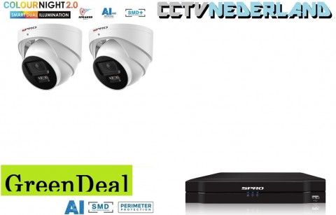 Greendeal NVR 1TB met 2 x 4MP camera COLOUR NIGHT 2 0 met microfoon 