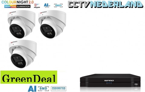 Greendeal NVR 1TB met 3 x 4MP camera COLOUR NIGHT 2 0 met microfoon 