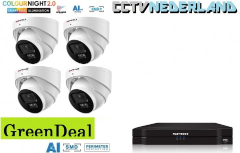 Greendeal NVR 1TB met 4 x 4MP camera COLOUR NIGHT 2 0 met microfoon 