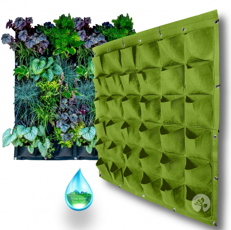 Verticale Tuin groen met Watersysteem - Hangende Plantenzak - Moestuin