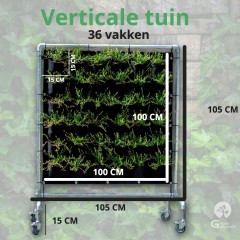 Verticale Tuin zwart met frame op wielen en Watersysteem - Hangende Pl