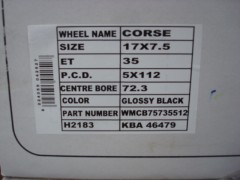 17 Inch Momo Corse Black 5x112 7 5J ET35 Naaf 72 3