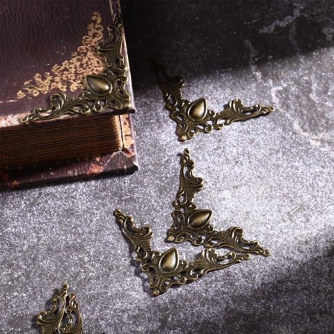 8 Pcs Antique Brass Scrapbook Corner Protector Guard Hardware