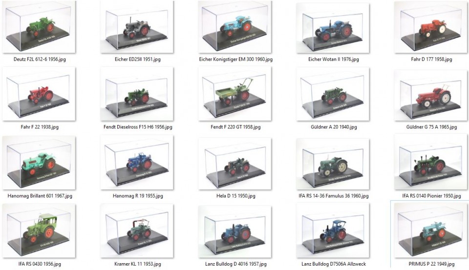 Laatste partij van 111 stuks 1/43 tractoren, zie lijst. Metaal, nieuw 