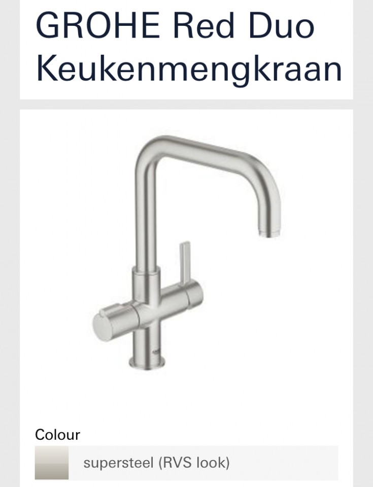 Losse Heetwaterkraan grohe red duo u-uitloop super steel  rvs look