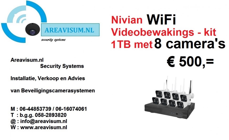Nivian systeem met 8 draadloos cameras
