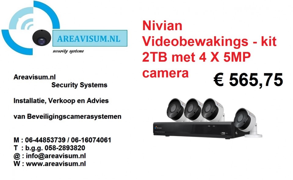 Nivian Videobewakings - kit 2TB met 4 X 5MP camera