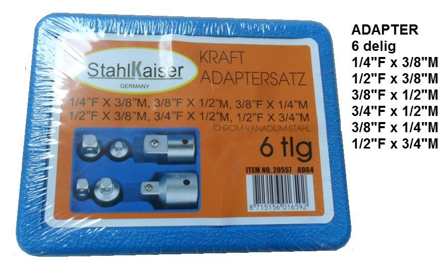 Nieuwe ADAPTERS  6 delig merk Stahlkaiser