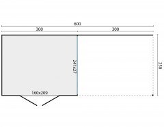 Tuinhuis-Blokhut Rosanne met overkapping: 300+298x250cm