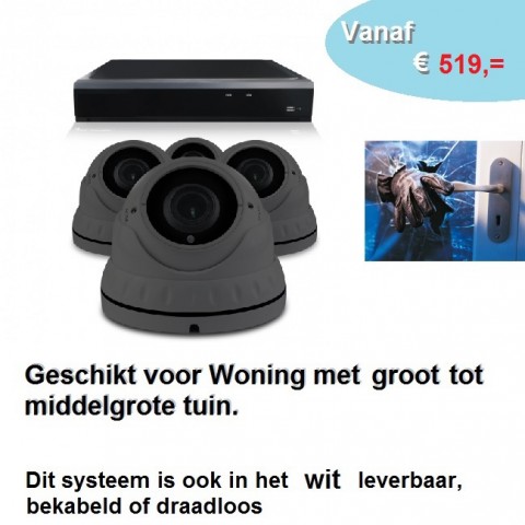 Camerabewaking set met 1 tot 8 cameras dome – 5MP 2K HD ook in wit