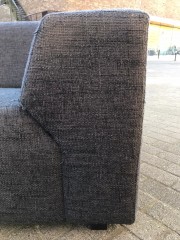 Mooie antraciet grijze hoekbank 258cm breed